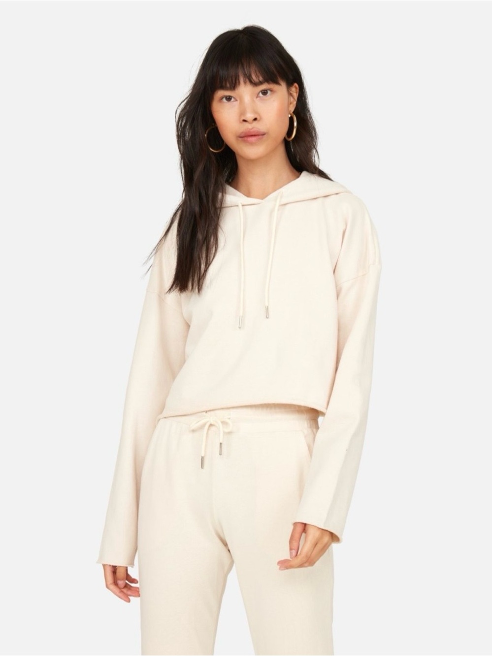 Mate the Label Organic Terry Crop Hoodie in Bone